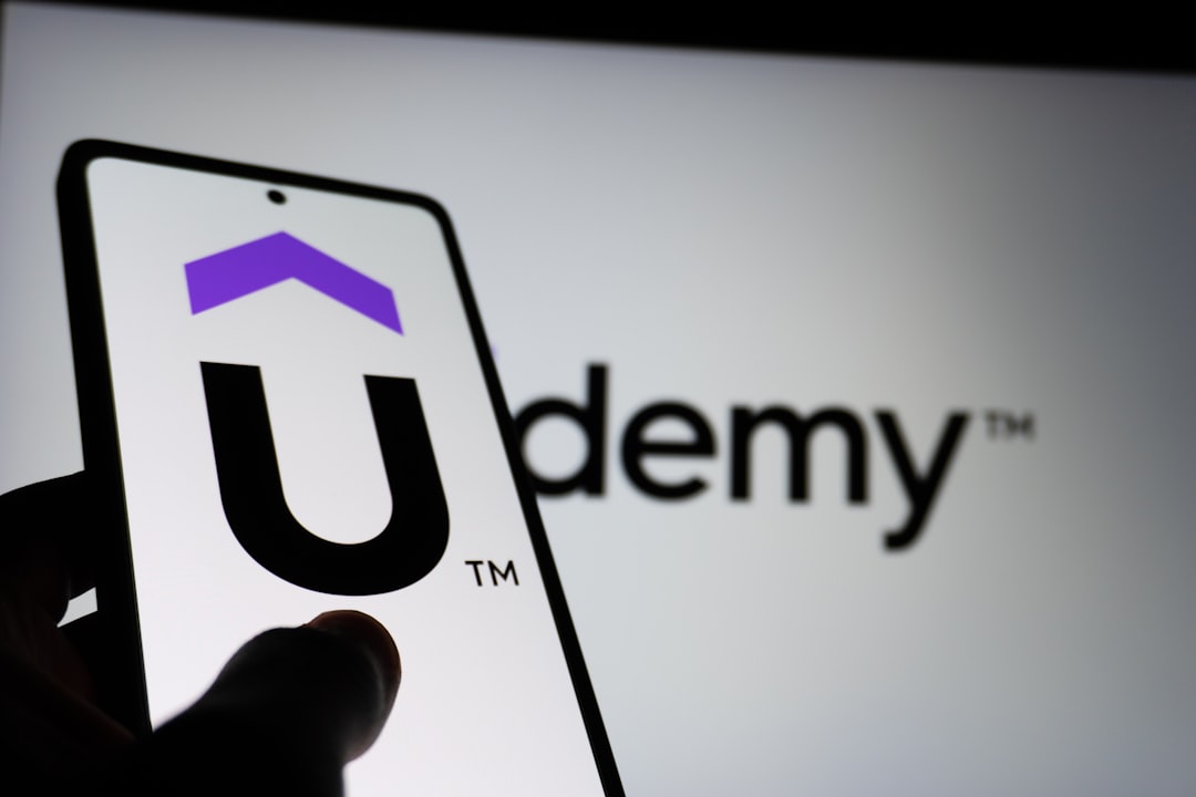 Udemy logo displayed on a smartphone screen.